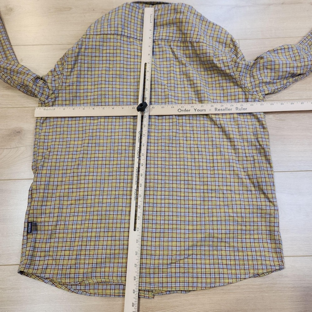 Patagonia Lightweight Fjord Flannel Shirt Mens Large Yellow Plaid Button Outdoor - Picture 4 of 7